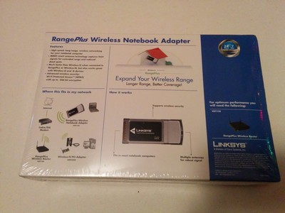 NEW Linksys RangePlus Wireless Notebook Adapter WPC100