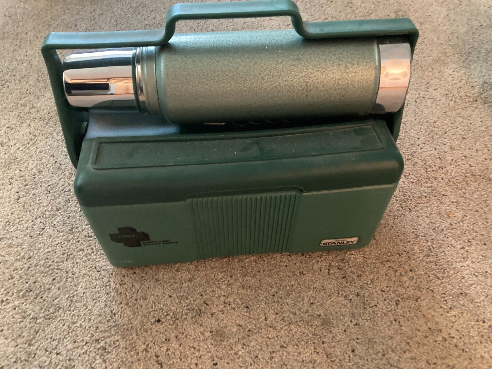 Vintage Stanley Aladdin Green Insulated Lunch Box Cooler WITH THERMOS--Very Nice