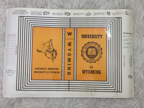 University of Wyoming 4 Vintage Laminated No Cut / Folding Book Protectors RARE