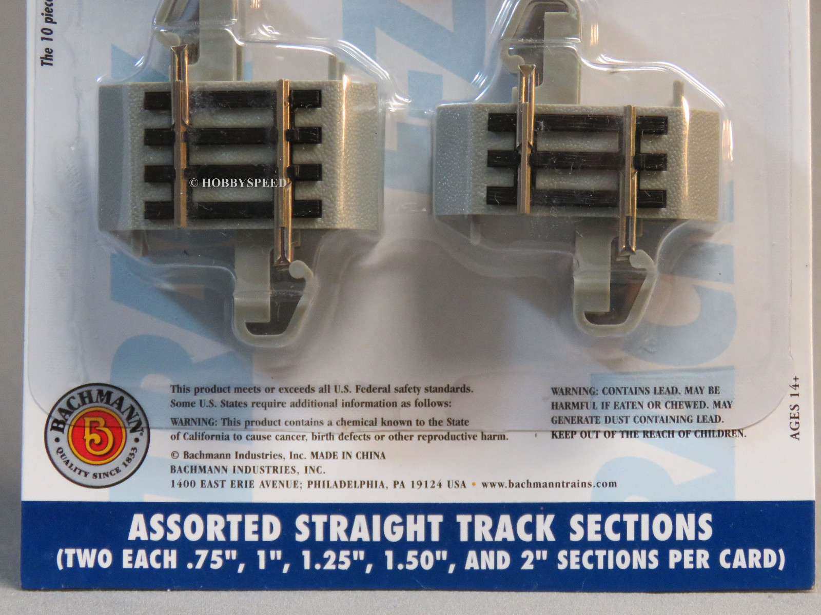 BACHMANN E-Z TRACK HO ASSORTED STRAIGHT SECTIONS (10) nickel silver BAC44592 NEW