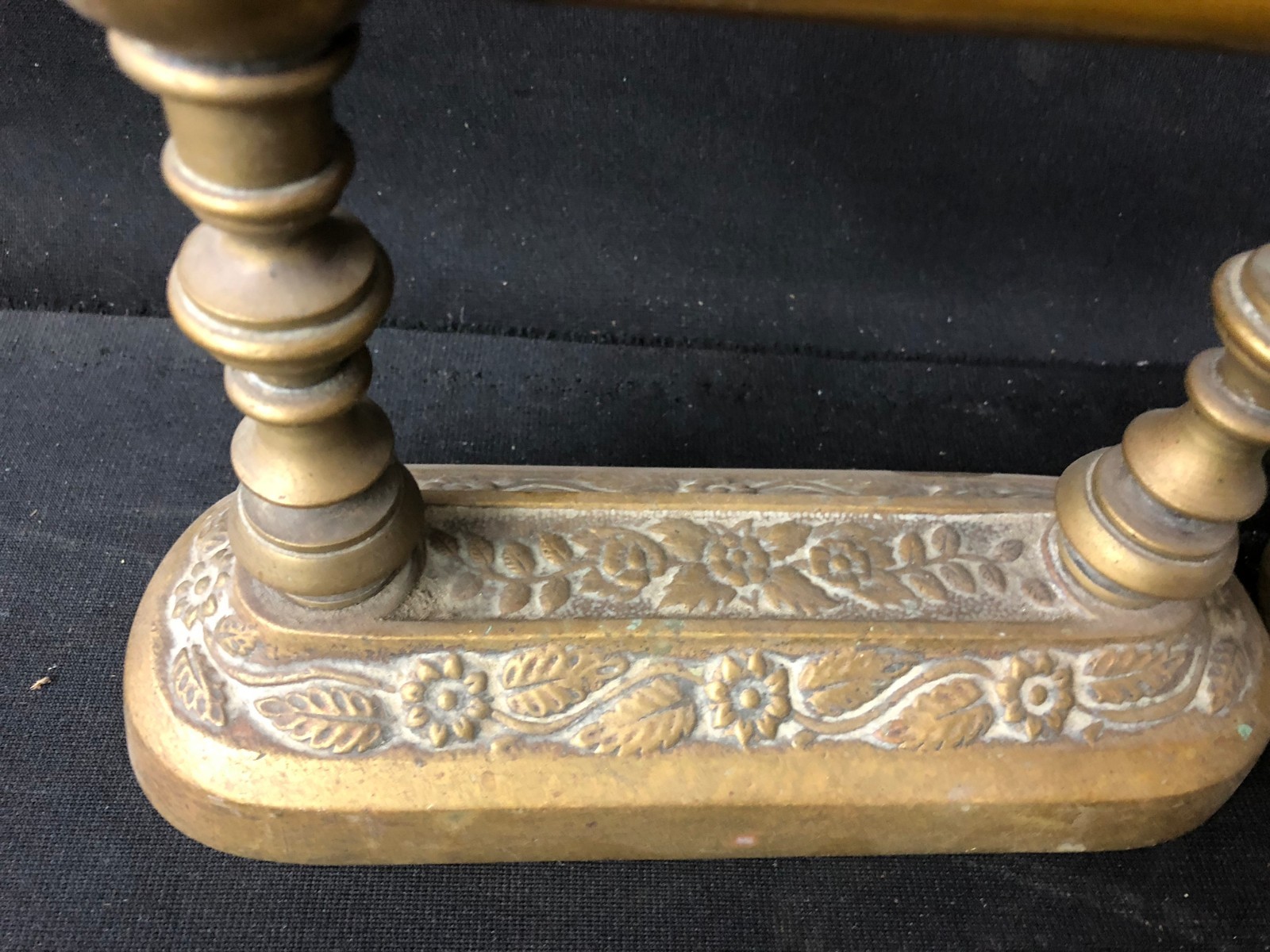 ORIGINAL ANTIQUE PAIR OF BRASS FIRE PLACE TOOL RESTS Ca 1860*