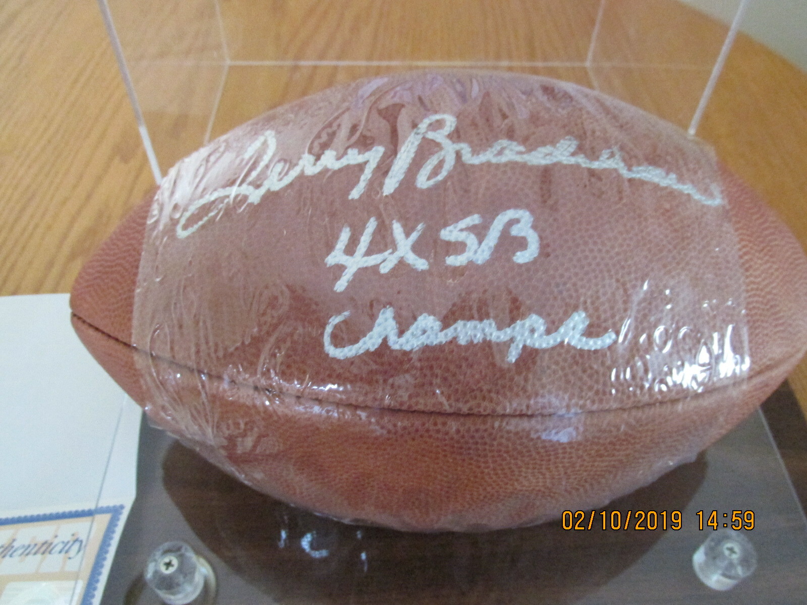 Terry Bradshaw AUTOGRAPHED FOOTBALL STEINER COA  4X SB CHAMPS Pittsburgh Steeler