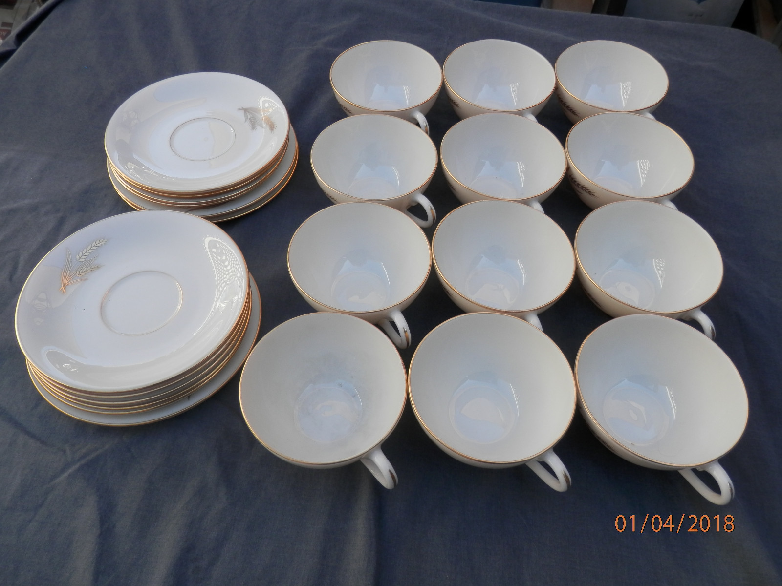 Set of 4 lenox R-442 Wheat pattern cups and saucers..3 sets available..free ship