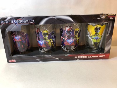 New Power Rangers Glasses Set of 4 by Zak! Designs 16oz Glass Tumbler Beer Pint
