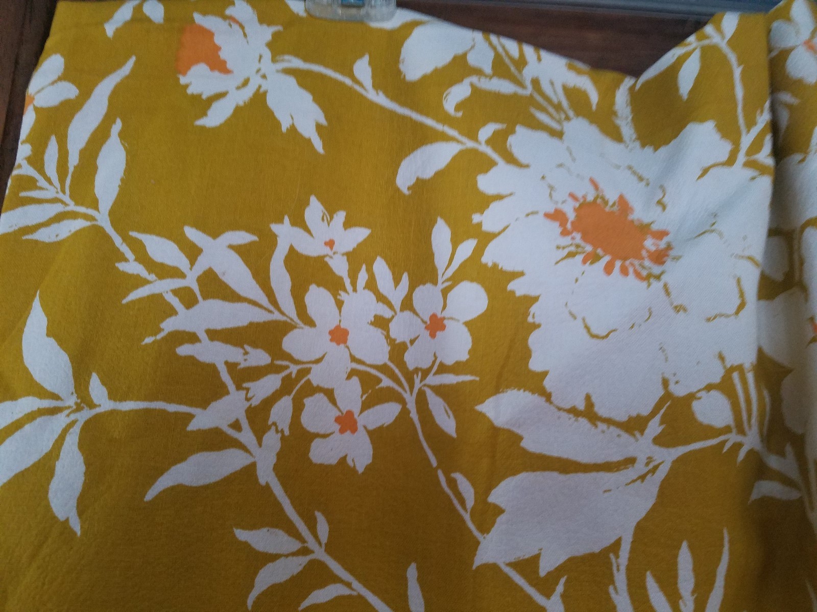 Bloomcraft Dupont Zepel StainRepeller Fabric Gold Floral Orig Screen Print 2+yds