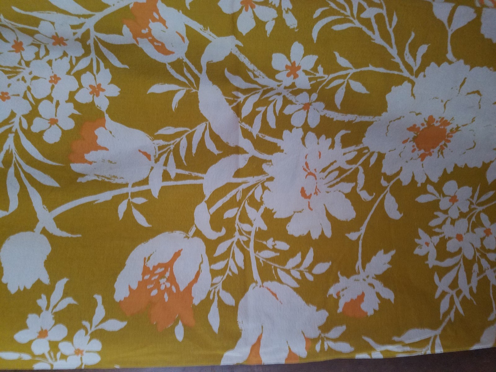 Bloomcraft Dupont Zepel StainRepeller Fabric Gold Floral Orig Screen Print 2+yds