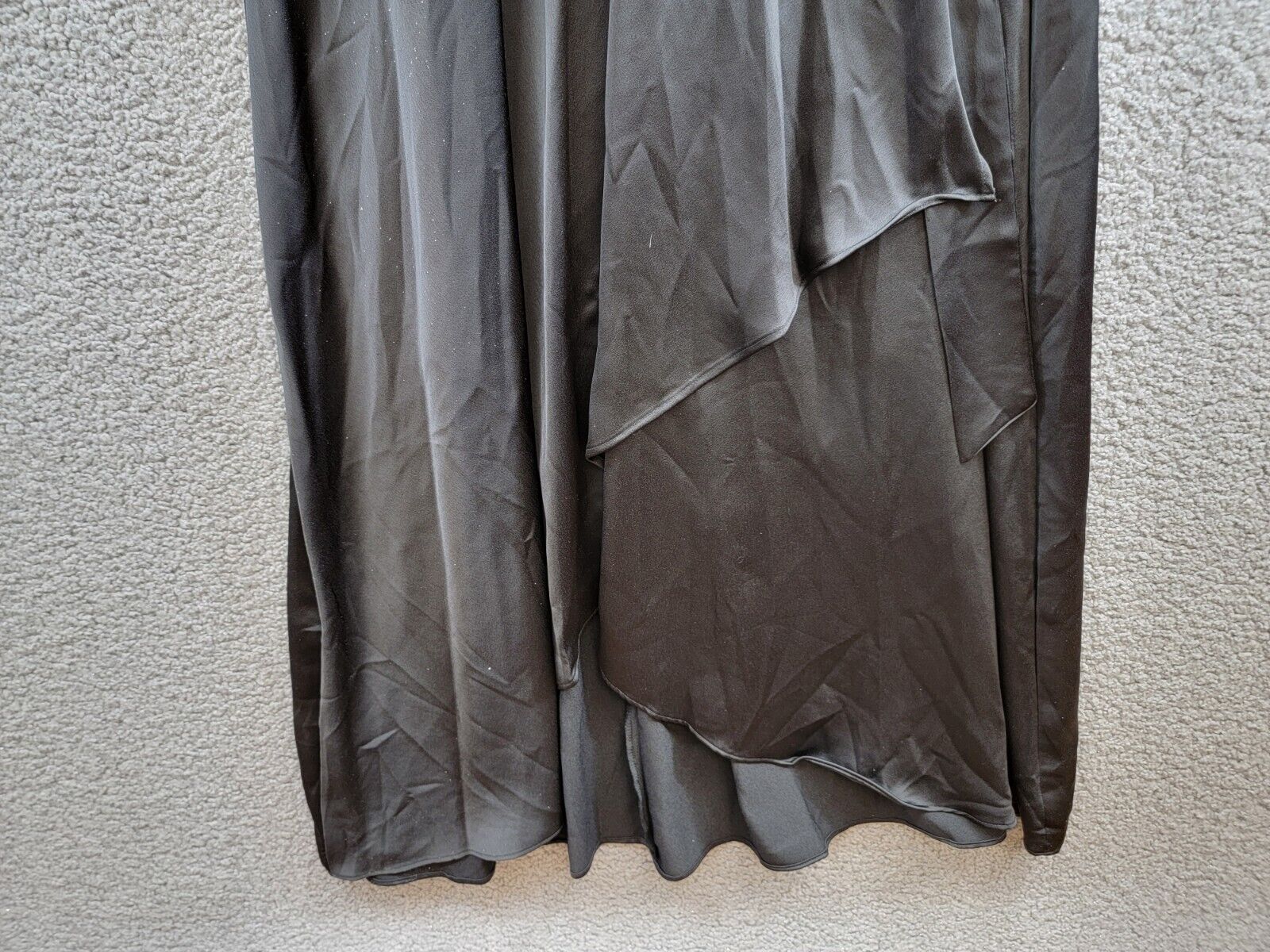 DKNY Balloon-Sleeve Faux-Wrap Gown Women's 4 Black Surplice Neck Tie Waist - Picture 4 of 17