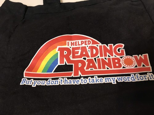 Vintage Reading Rainbow TV Show Black Canvas Tote Bag Promo Promotional
