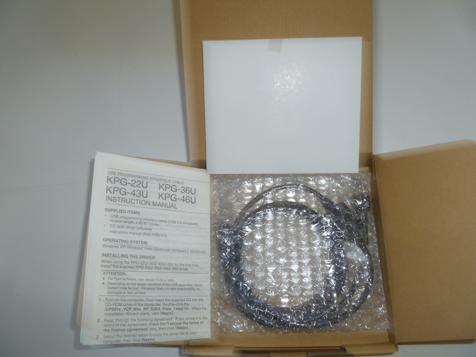 NEW in Box Genuine Kenwood KPG-46U NX-700 NX-800 Radio Programming Cable g202