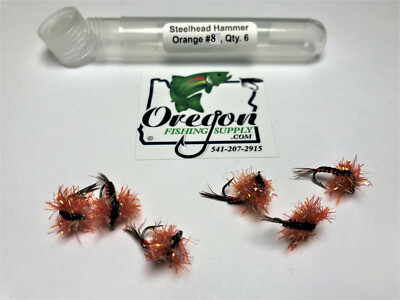 Steelhead Hammer Orange #8, 6 fly. FREE shipping on All Additional items!