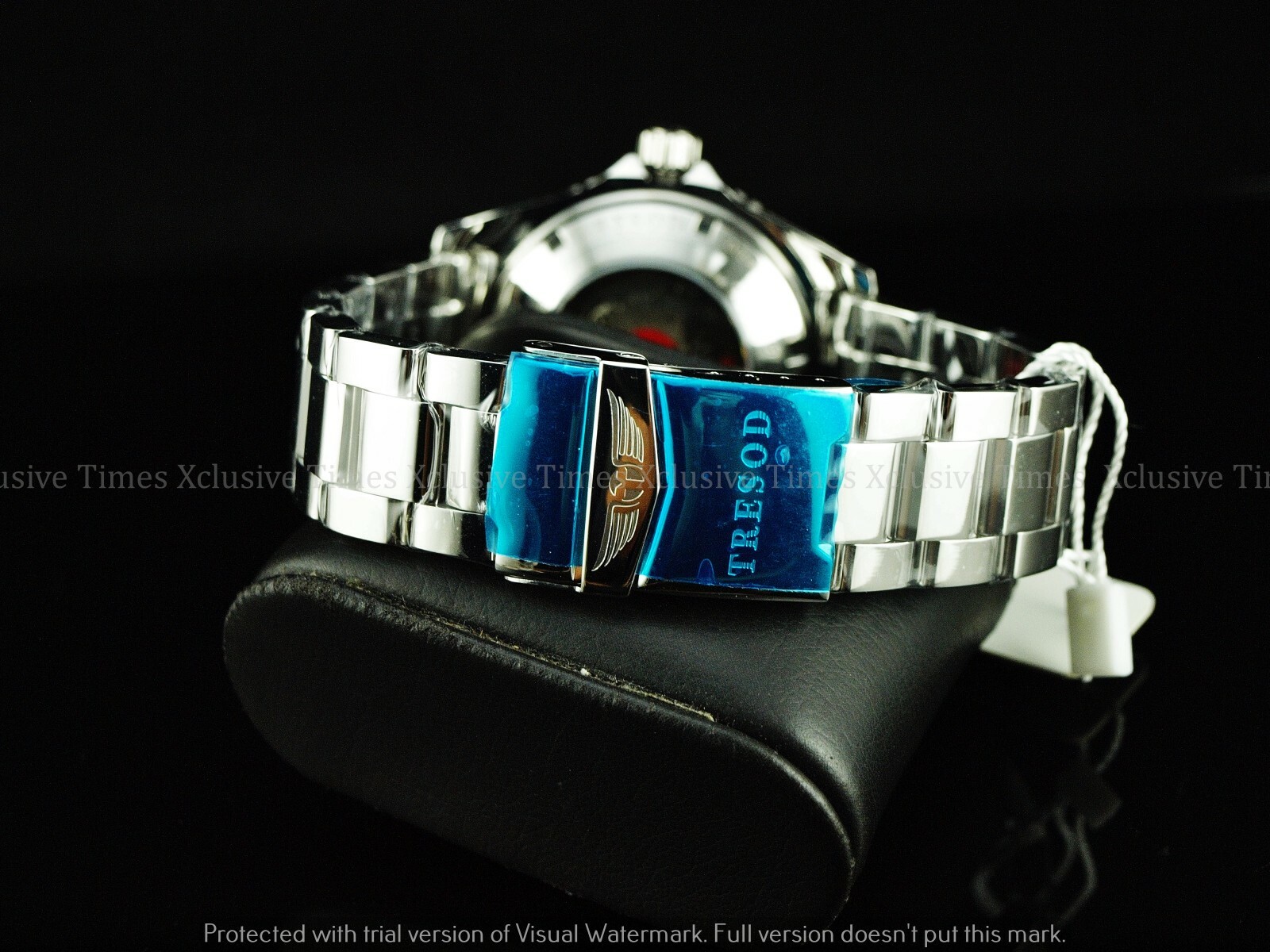 Pre-owned Tresod Men Superlume Ocean Master Auto Orange Dial Sapphire Crystal Ss Watch