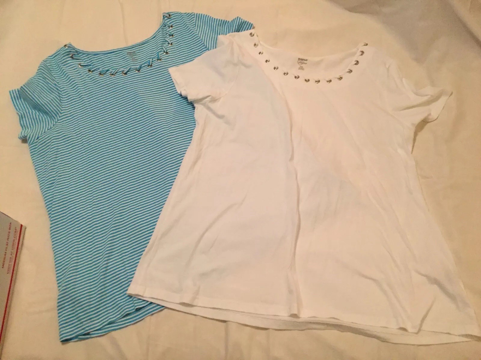 Lot Of 2 Women’s Shirts Tops Avenue Size 18 20 Short Sleeve Shirts Blue White
