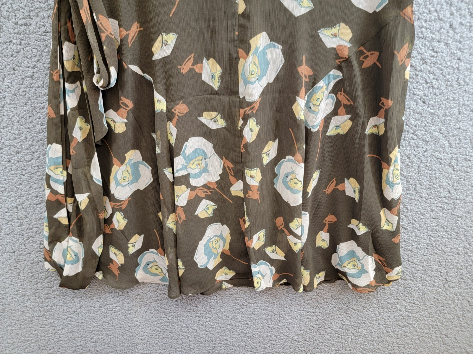 Lauren Ralph Lauren Petite Floral Flutter-Sleeve Dress Women's 10P Brown Multi - Picture 11 of 17