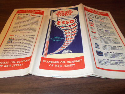 1935 Esso Middle Atlantic States Vintage Road Map 