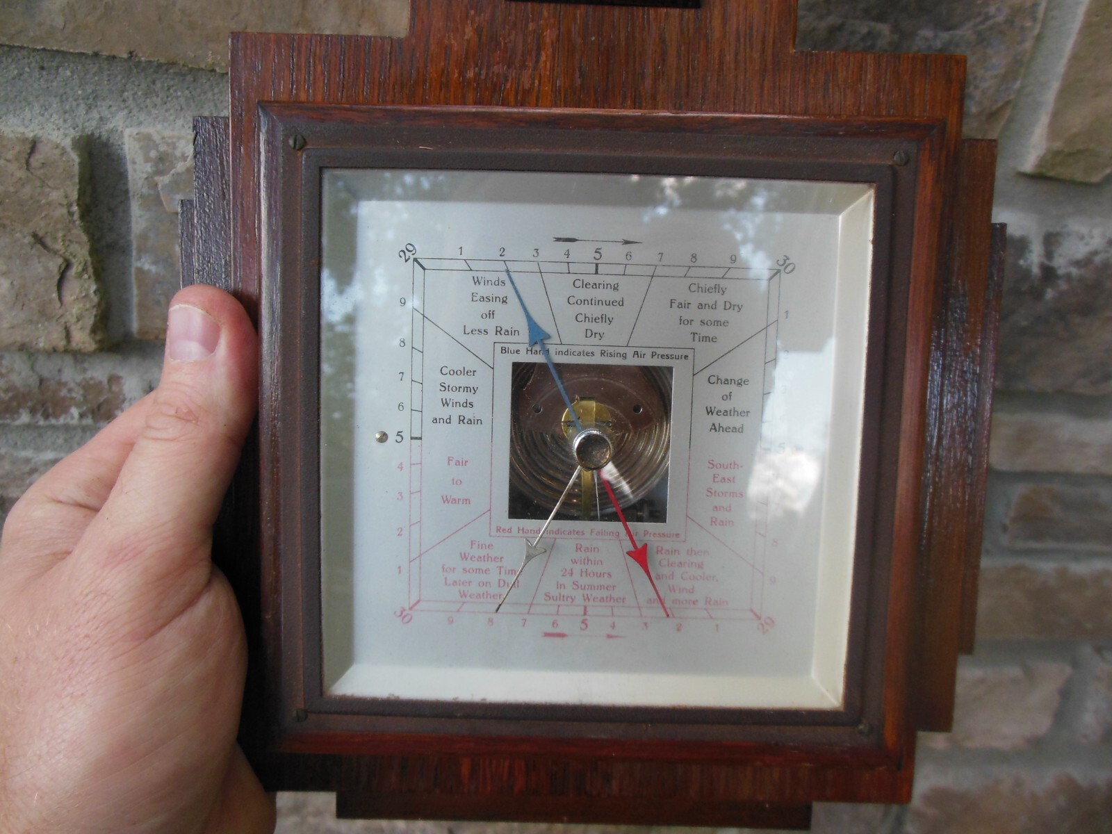 Antique English Made in England Aneroid Wood Cased Barometer Mission Style