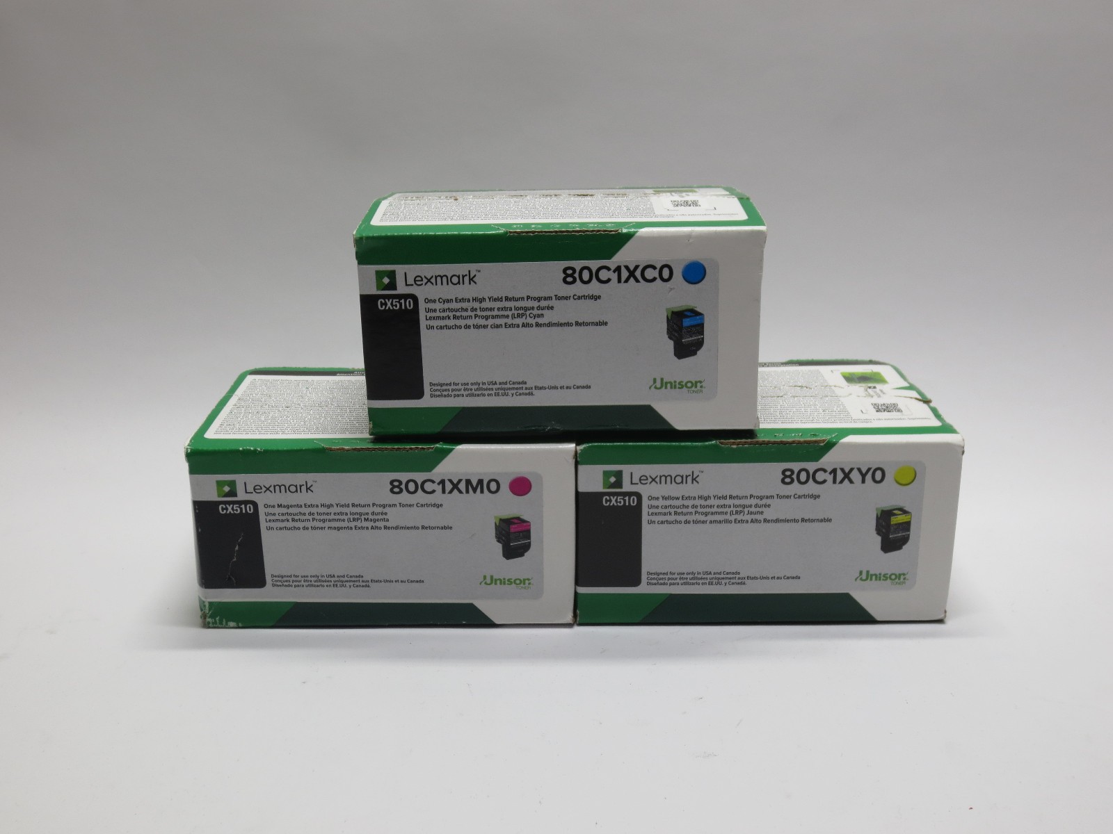 LEXMARK CX510 High Yield Toner Kit 80C1XC0 80C1XM0 80C1XY0 - New Factory Sealed