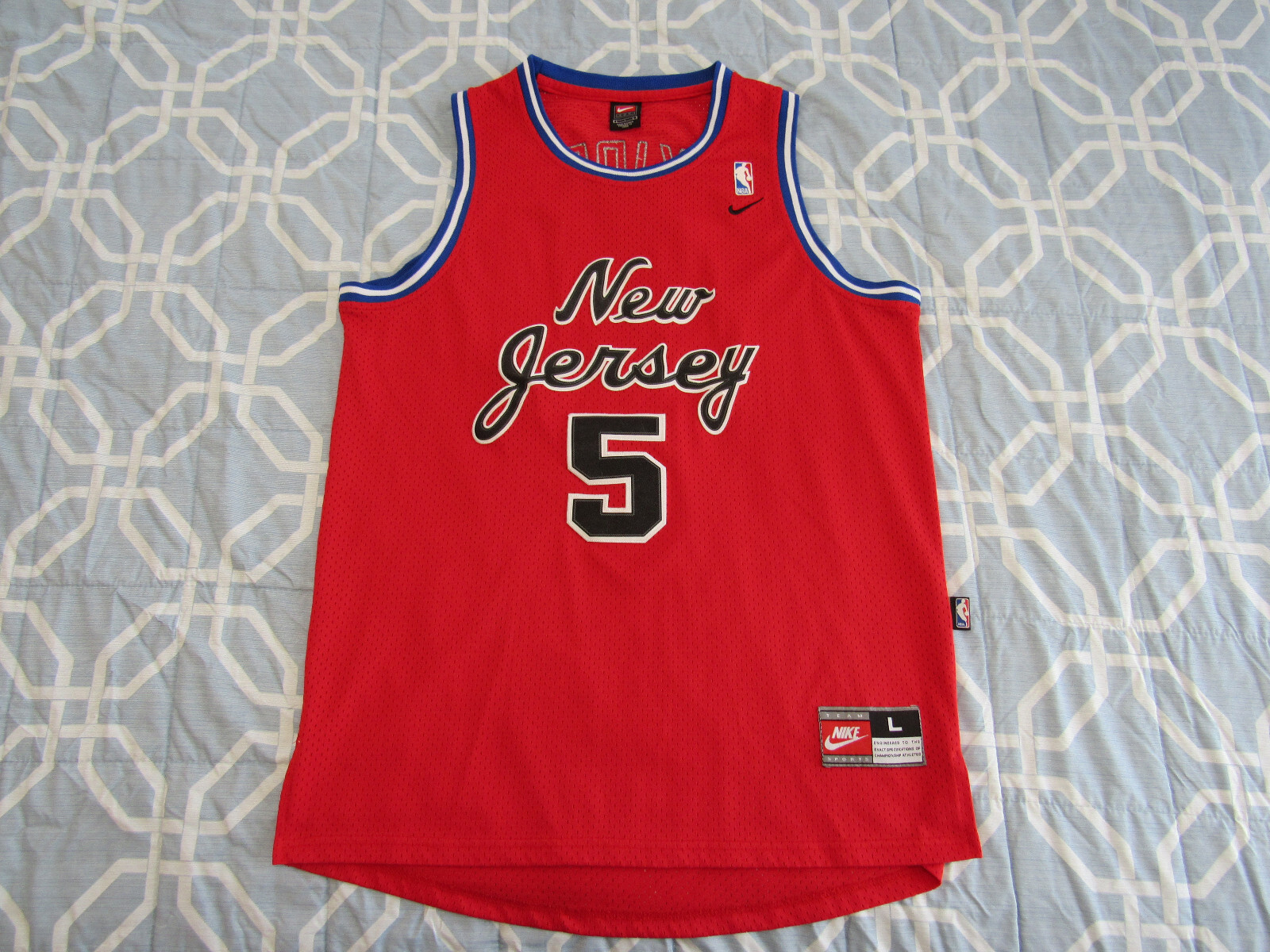 90s new jersey nba バスケユニフォーム　kidd 5 nike New Jersey KIDD 5 Nike Team NBA LARGE Jersey | eBay