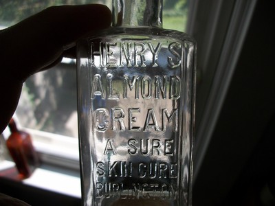 HENRY'S ALMOND CREAM A SURE SKIN CURE BURLINGTON IOWA 1890S PATENT MEDICINE