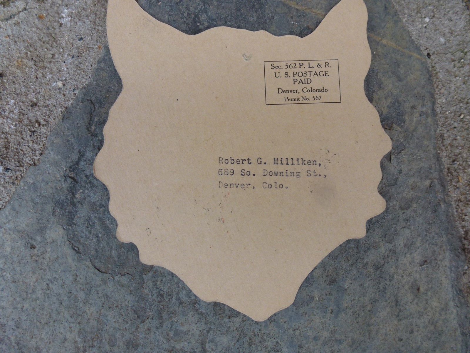 MASONIC 1937 DE MOLAY Halloween Black Cat Cardboard Invitation Denver