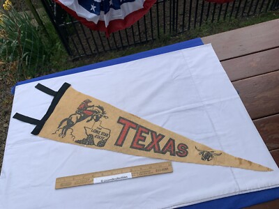 Vint 1950's Felt Pennant Travel Souvenir Texas The Lone Star State Cowboy Horse
