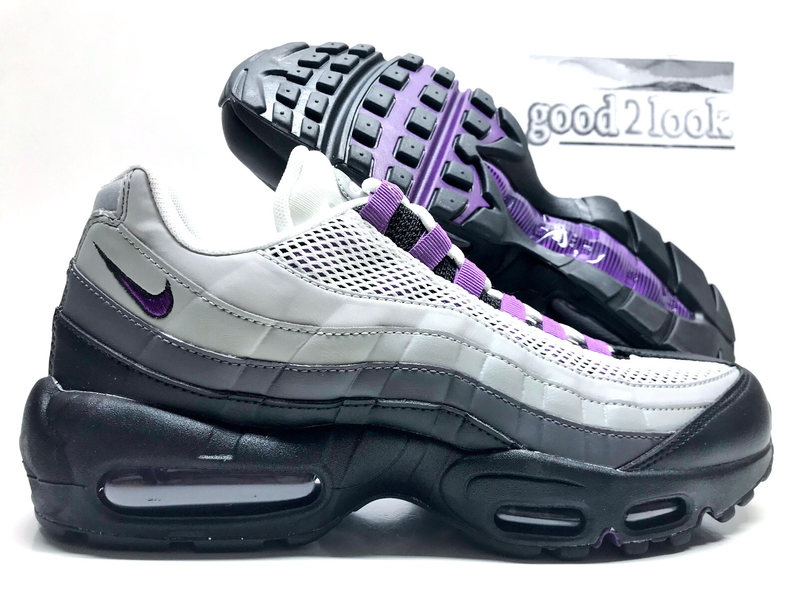 靴 W AIR MAX 95 Black/Disco NIKE W AIR MAX 95 BLACK/DISCO PURPLE-PEARL GREY 23FA-I