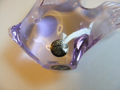 KONST GLASHYTTAN URSHULT glass fish figurine pair lavender pale purple SWEDEN