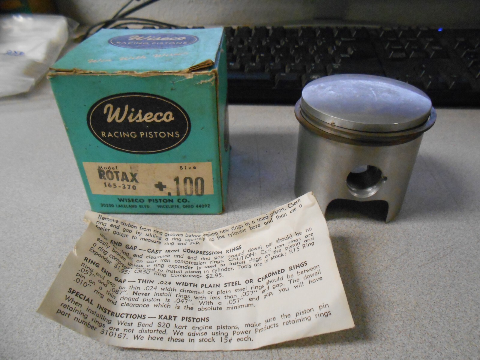 u. NOS Wiseco .080 Oversize Piston With Rings Ski Doo Rotax 165