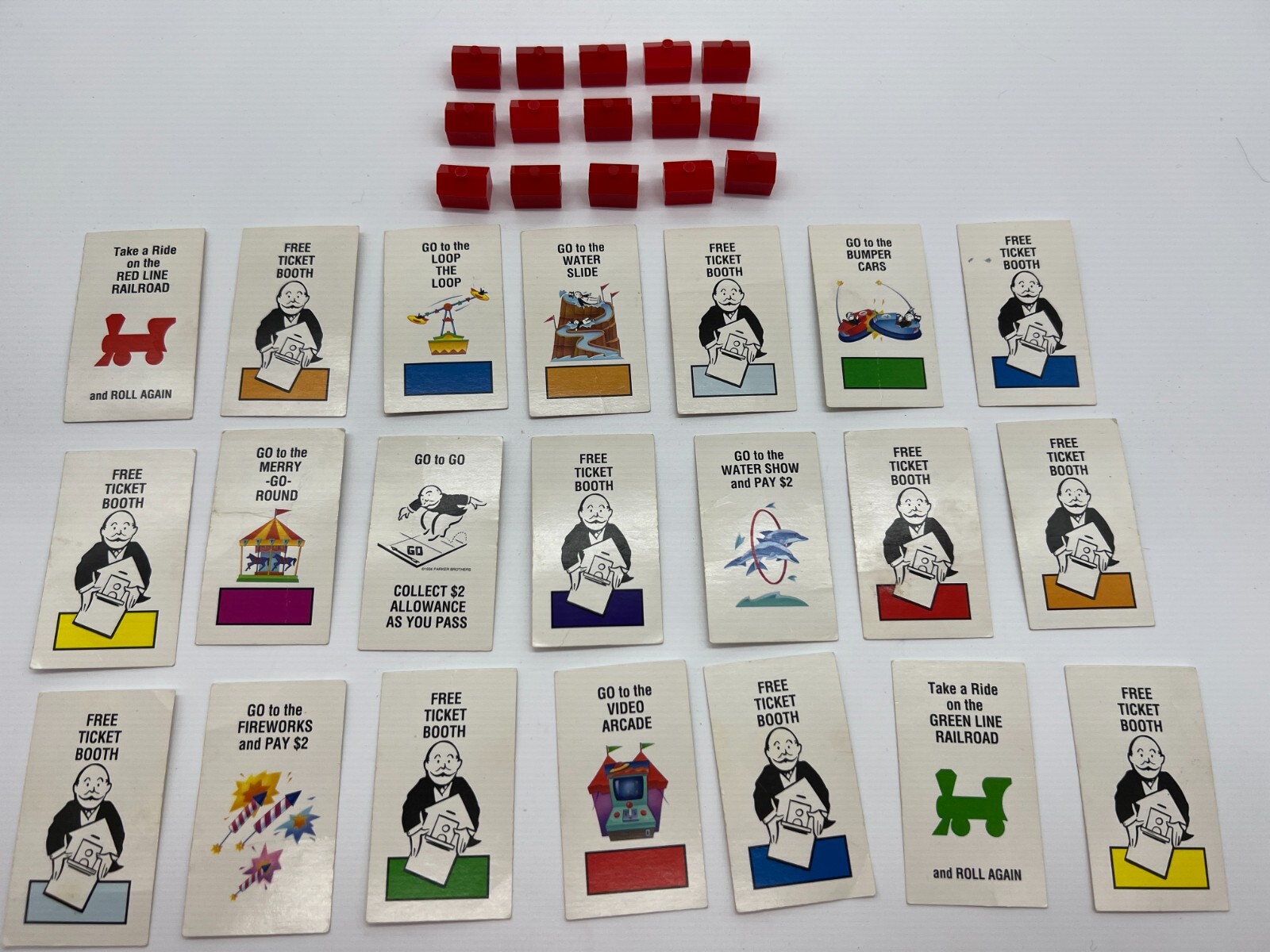 モノポリー確認用 Vtg 1990 Monopoly Junior Replacement Pieces 21 Chance Cards