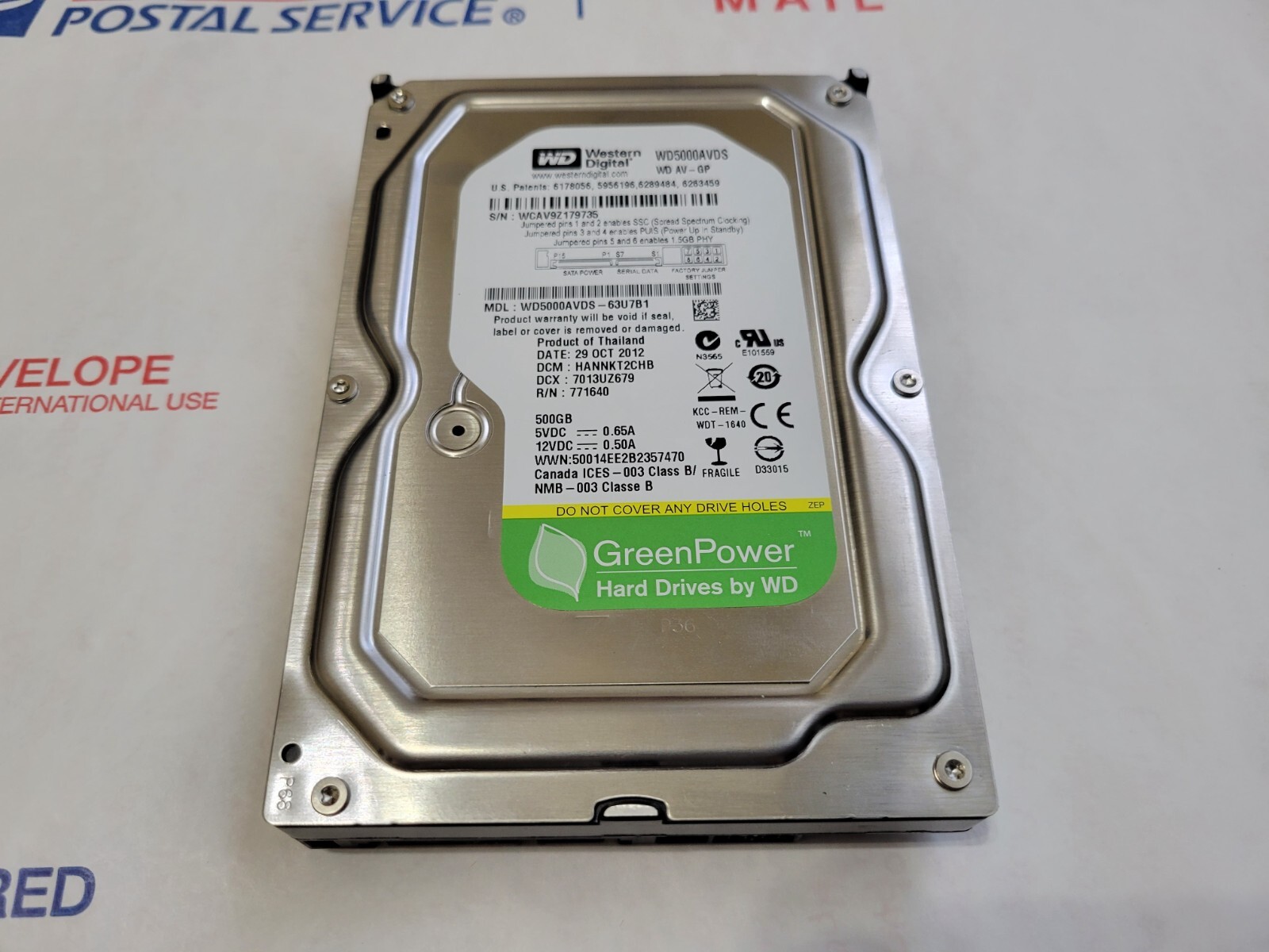 最強悟空 # crdp crd THXE crdh cbp CBD CBN WD WD5000AVDS-63U7B1, 500GB 32MB CACHE 3.5