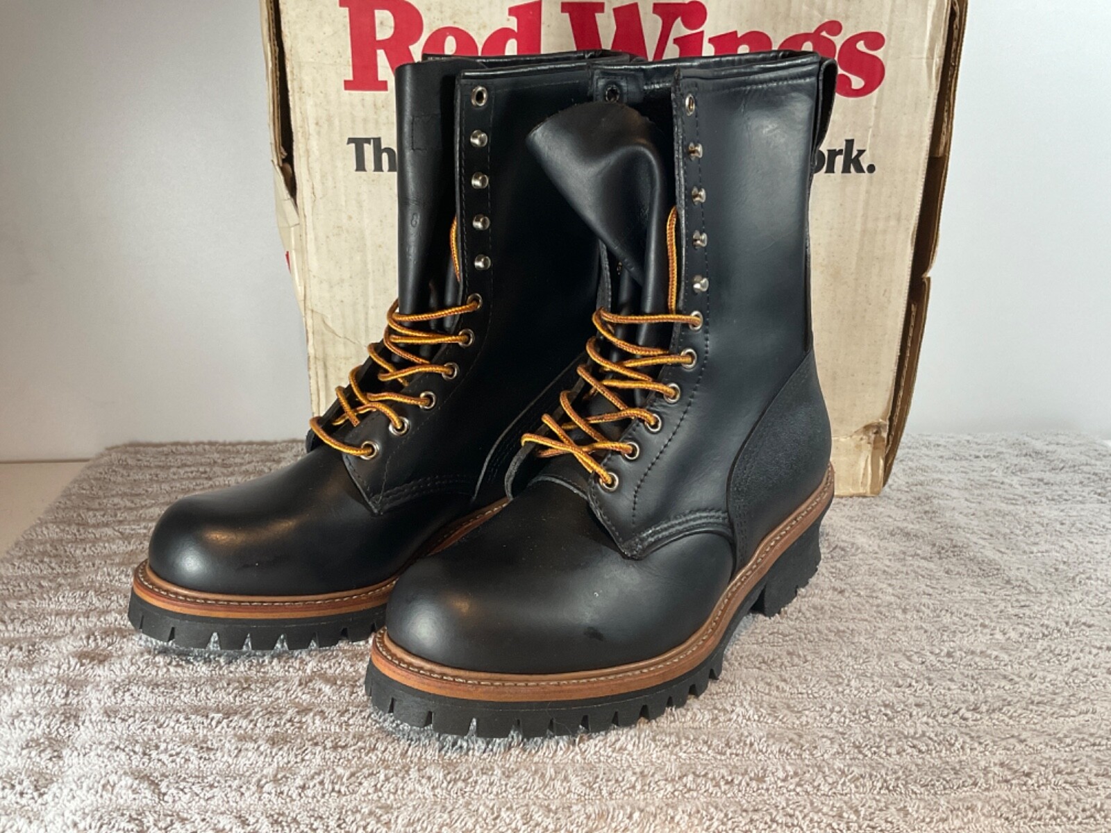 Pre-owned Red Wing Shoes Red Wing 699 Vibram Logger Boot Vintage Multiple Sizes Leather Usa In Black