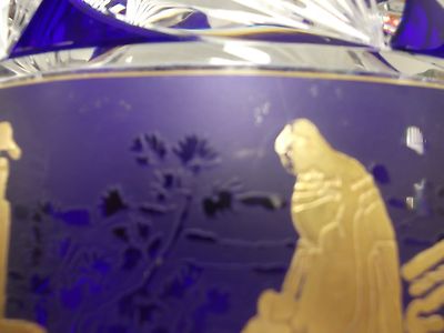 Val St. Lambert Cobalt Blue Cut to Clear Crystal Vase Signed L'ega 1978 80/950