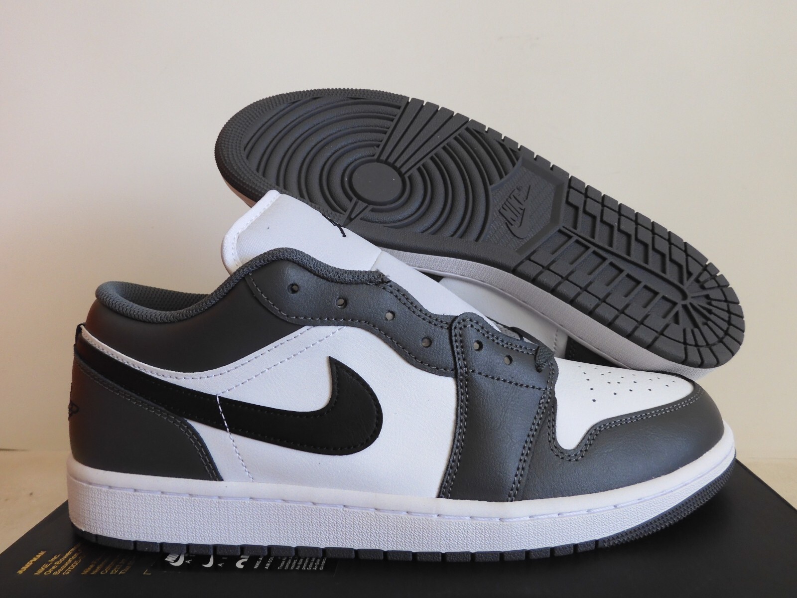 Nike Air Jordan 1 Low White-Black-Iron Grey Sz 12.5 [553558