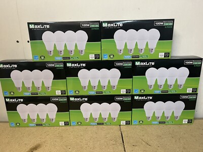 32 Pack Maxlite 13W = 100W Watt Light Bulb LED Daylight A19 5000K Dimmable E26