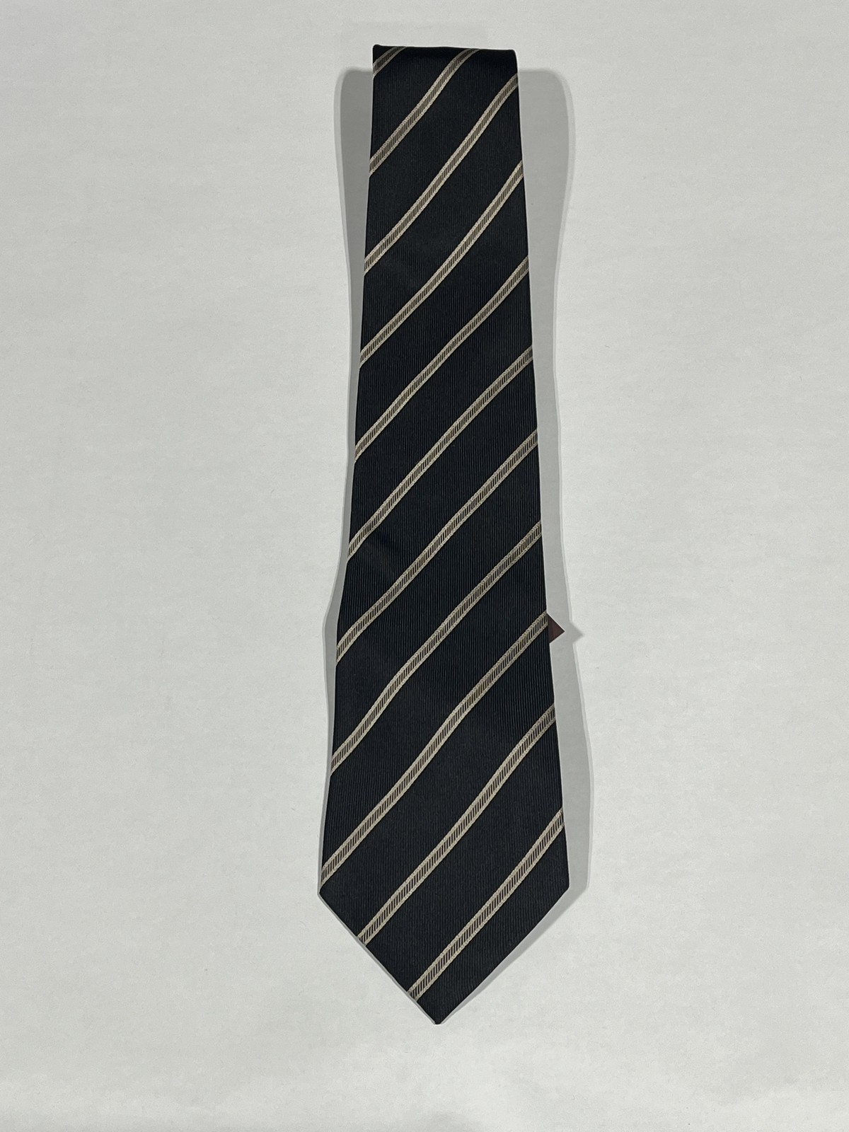 Mens Giorgio Cosani Black Stripe Pattern Tie Pure Silk Hand Made NEW