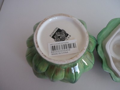 Ceramic Plentiful Pantry Green Artichoke Dish With Lid - Dip Dish