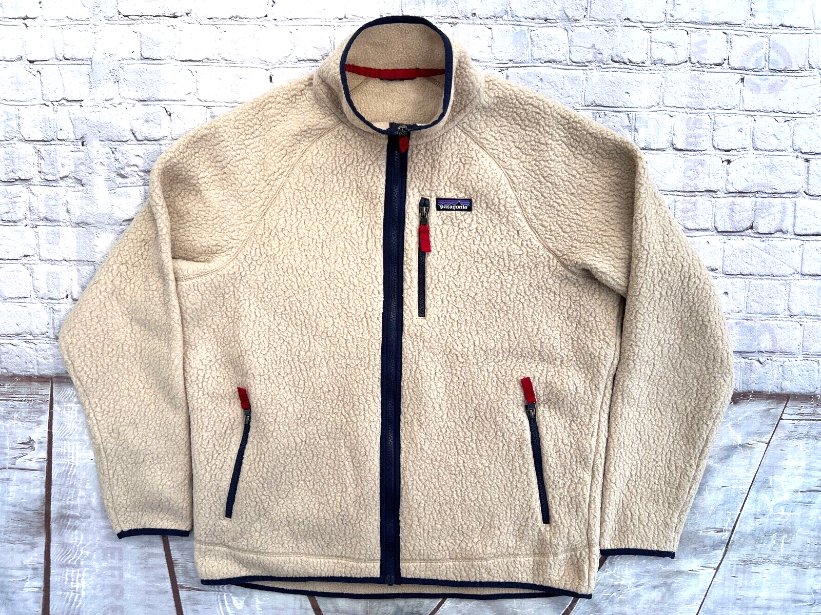 Mens PATAGONIA Retro Pile El Cap Khaki Full Zip Fleece Sweater