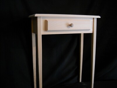 Unfinished 24'' Sofa Console Foyer, Beveled Edge Tapered Leg Pine Table w/drawer
