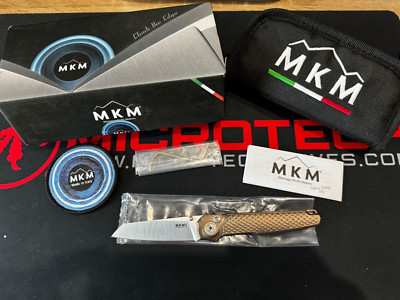 MKM Maniago Knife Makers Miura Bronze Titanium Intergral Button Lock M390 Blade