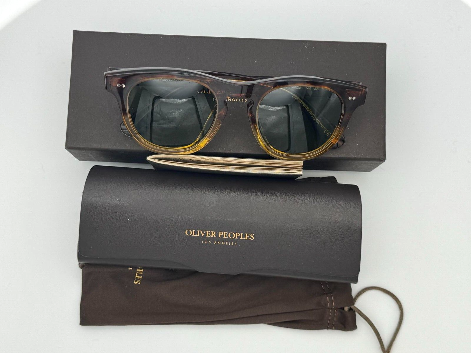 Pre-owned Oliver Peoples Rorke Amber Ov5509su 175452 - Gradient / Green Sunglasses