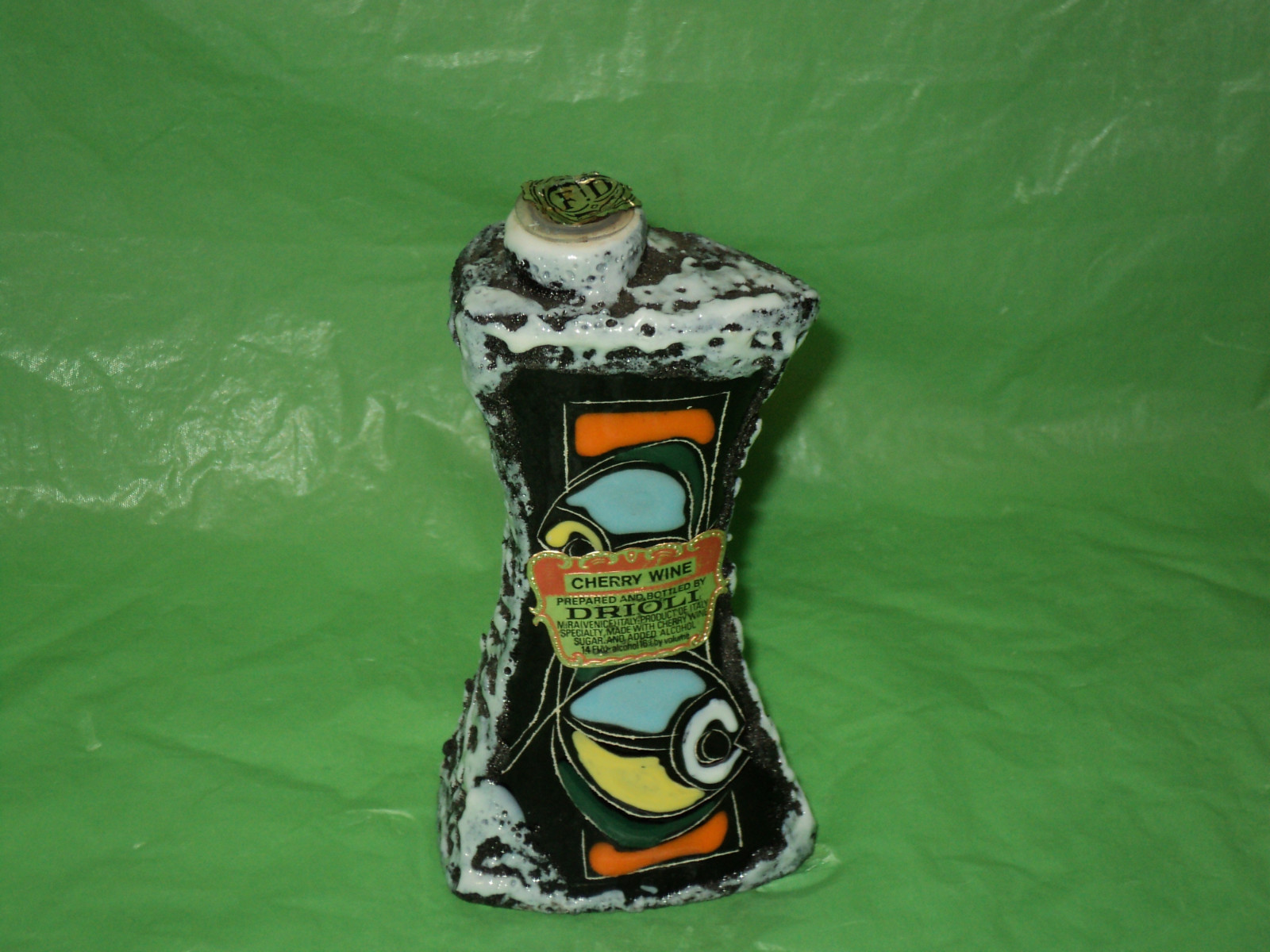 1969 -   Mini Italy Hand Painted Wine Bottles  - Art Deco Fish Design