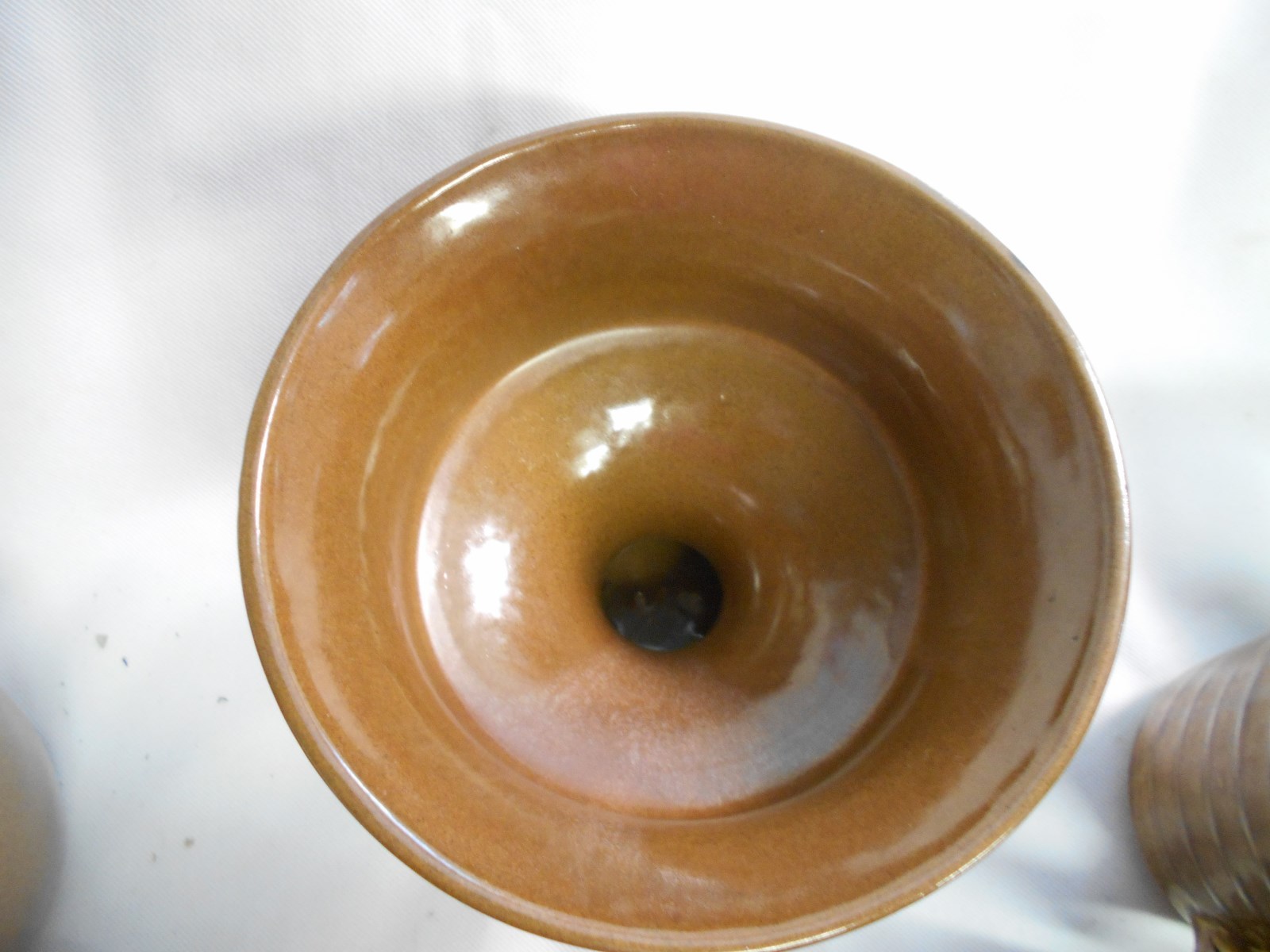 vintage brown sand tone Frankoma pottery pedestal flower pot / planter