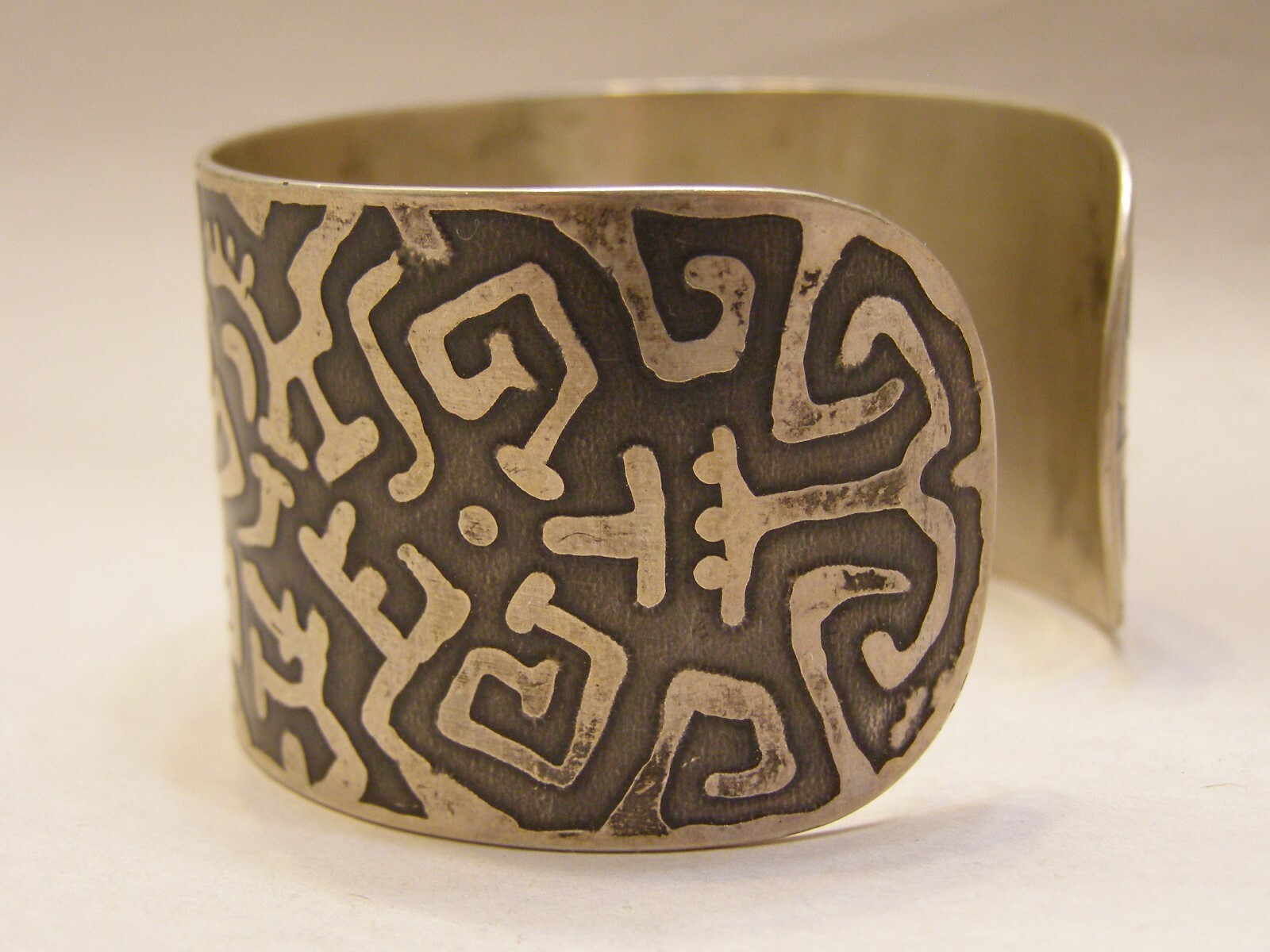 Vintage Sterling Silver Southwest Cuff Bracelet Signed