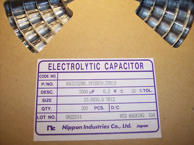 QTY (300) 1500uf 6.3V 10x10.5mm SMD ELECTROLYTIC CAPACITORS NACE152M6.3V10X10TR 