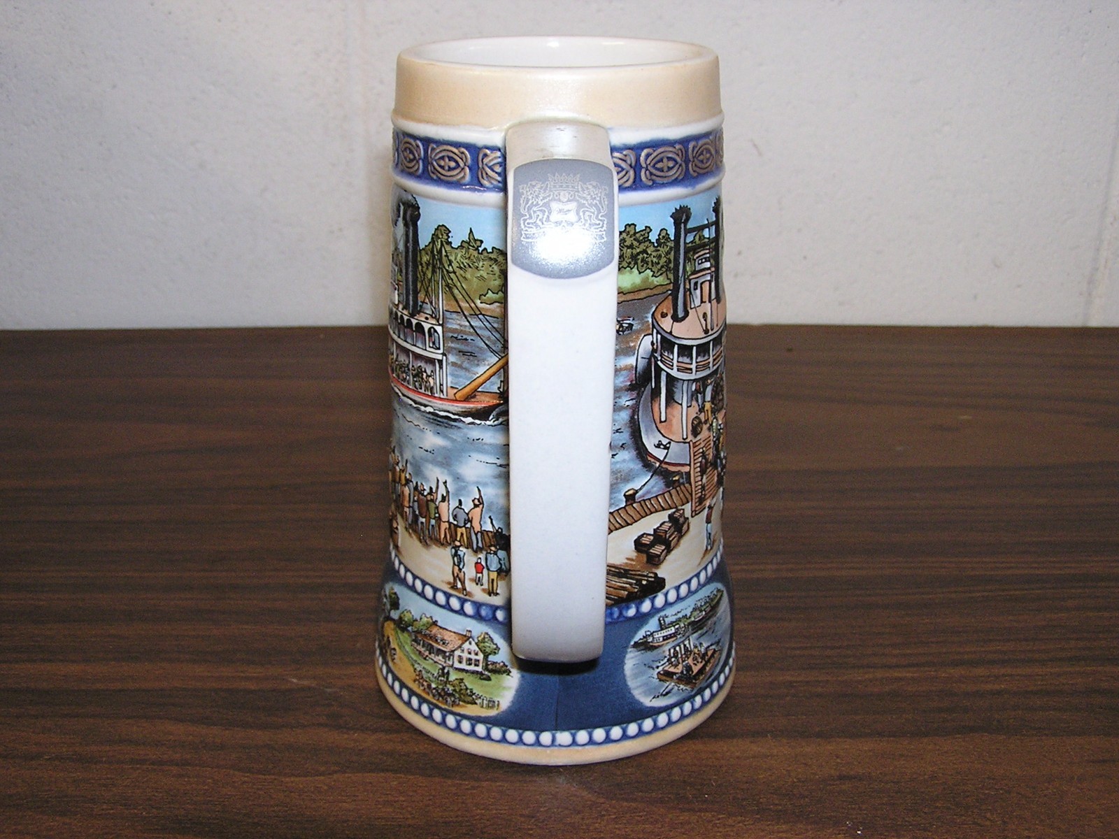 MILLER HIGH LIFE STEIN - THE FIRST RIVER STEAMER - 1807 - #4 IN SERIES .