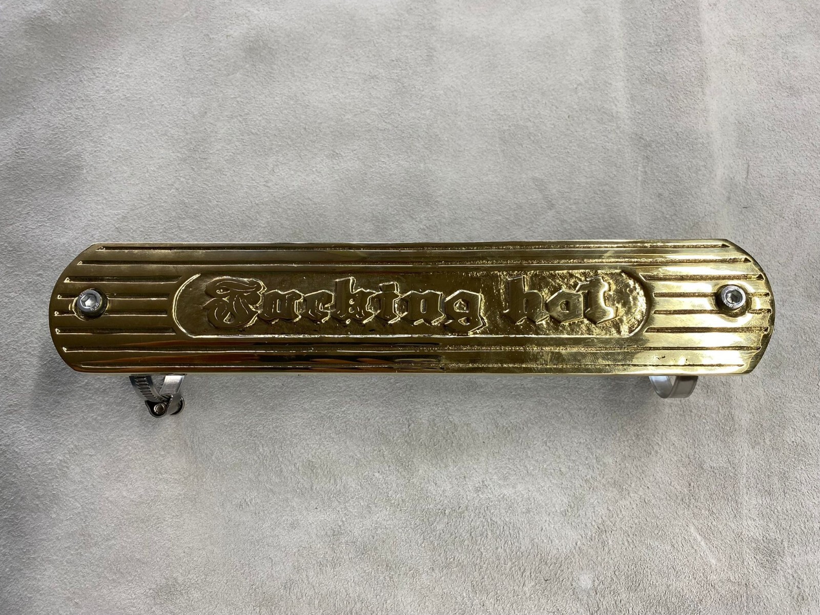 Motorcycle Exhaust heat shield cast brass triumph,harley,indian Chopper bobber