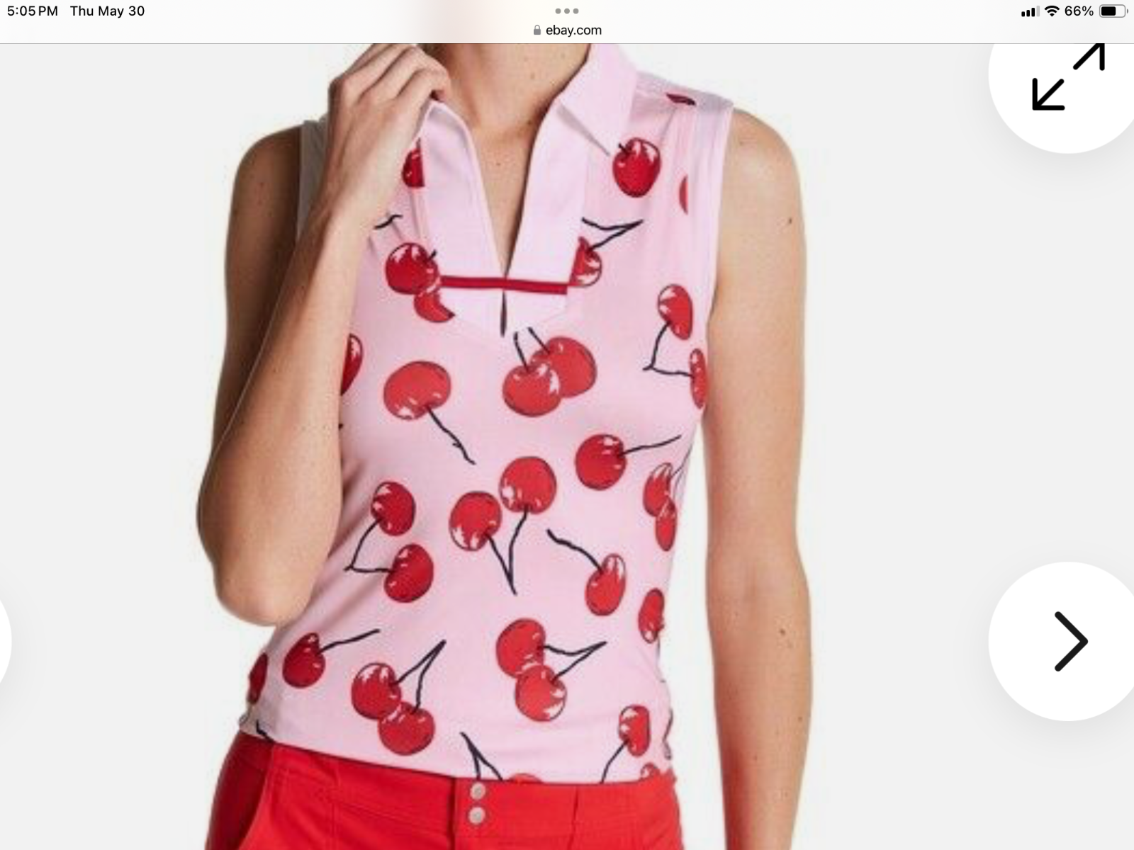 JOFIT Monaco Sleevless Cherry Print Polo Shirt size Large