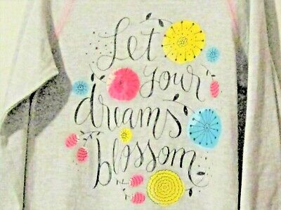 John Deere gray long sleeve girls top w/'Let Your Deams Blossom' & color designs
