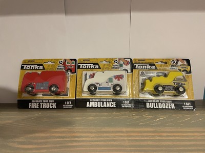 TONKA Wooden Decorate Your Own/DIY - Dump Truck, Ambulance, Fire Truck, lot of 3