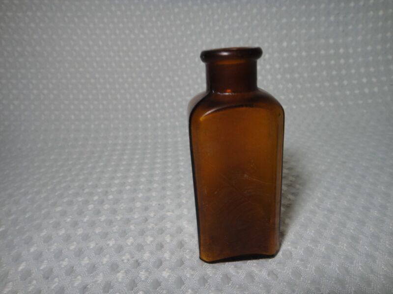 Vintage Antique Medicine Bottle S & D 3 1/2 Small Brown Glass Cork Top Fogged