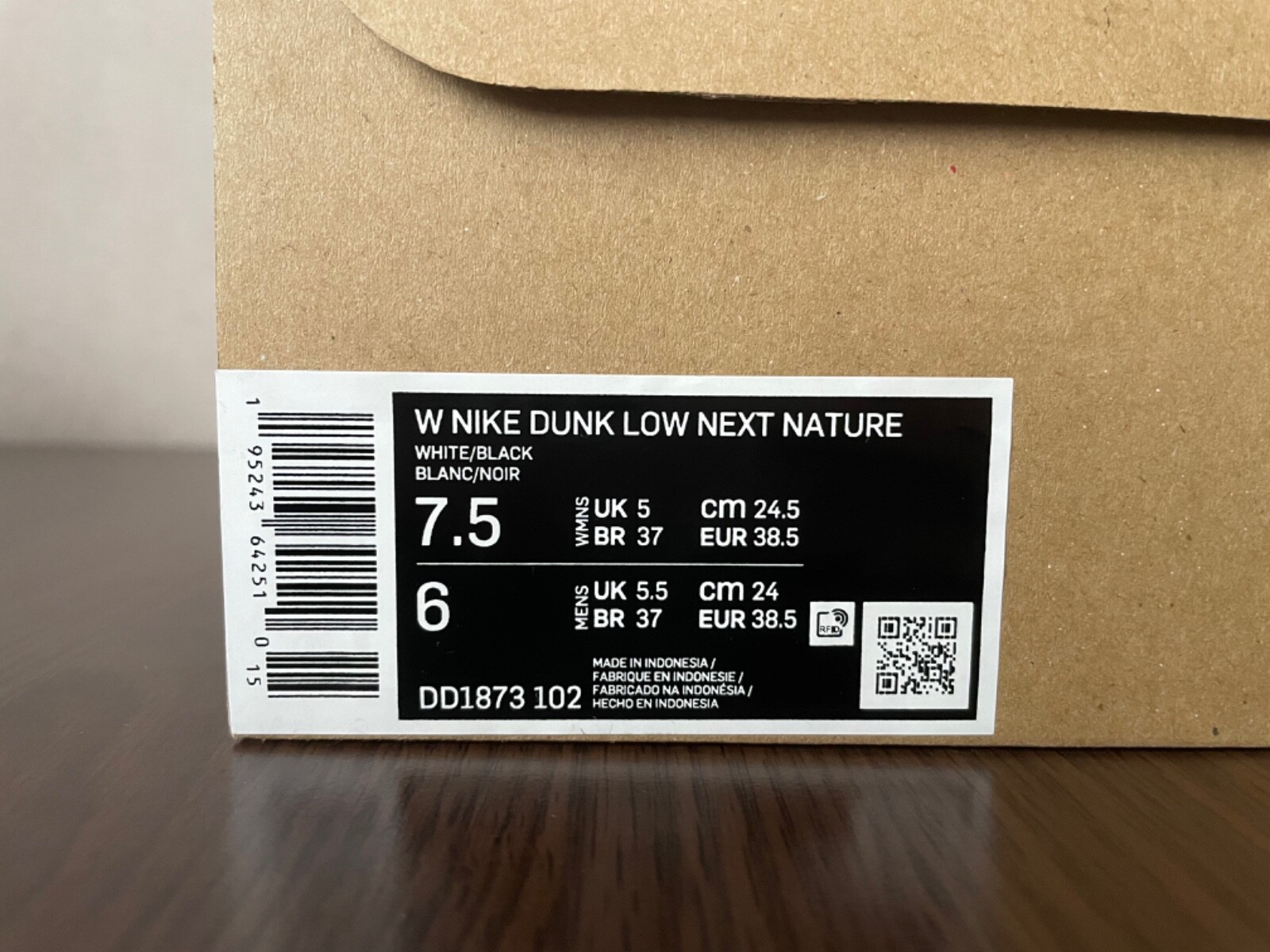 Pre-owned Nike Dunk Low Next Nature Black White Panda Dd1873-102 Sz. 7.5w
